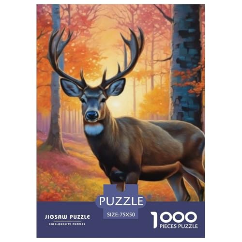 Puzzle für Erwachsene, 1000 Teile, Tierkunst, Elch, Holzpuzzle für Erwachsene und Teenager, Heimdekoration, Puzzlespielzeug, 1000 Teile (75 x 50 cm) von LMYmoney