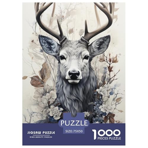 Puzzle für Erwachsene, 1000 Teile, Tierkunst, Elch-Puzzle, Puzzles für Erwachsene, Lernspiel, Herausforderungsspielzeug, 1000 Teile (75 x 50 cm) von LMYmoney