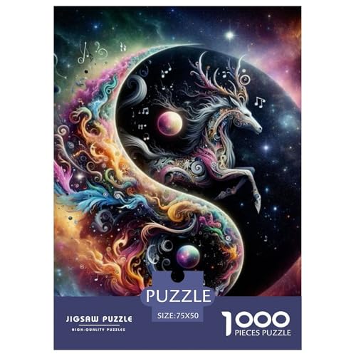 Puzzle für Erwachsene, 1000 Teile, Yin-Yang-Kunst, Holzpuzzle für Erwachsene, Lernspiel, Herausforderungsspielzeug, 1000 Teile (75 x 50 cm) von LMYmoney