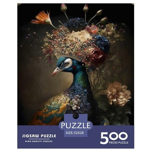 Puzzle für Erwachsene, 500 Stück, Tierkunst, Pfauen-Puzzle, Puzzle für Erwachsene, Lernspiel, Herausforderungsspielzeug, 500 Teile (52 x 38 cm) von LMYmoney