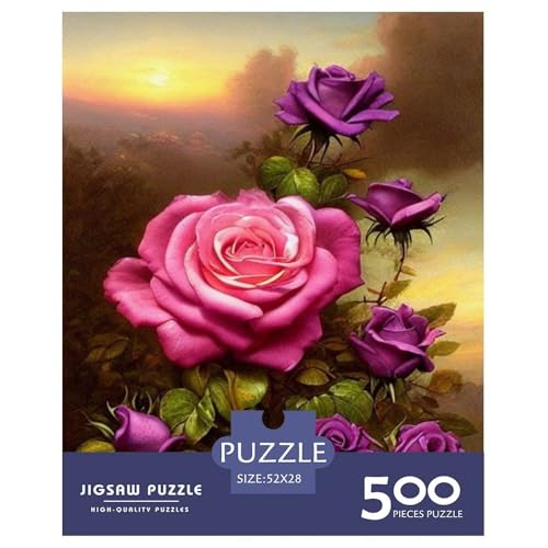 Puzzle für Erwachsene, 500 Teile, Kunstblumen, Holzpuzzles für Erwachsene, nachhaltige Puzzlespiele, 500 Stück (52 x 38 cm) von LMYmoney