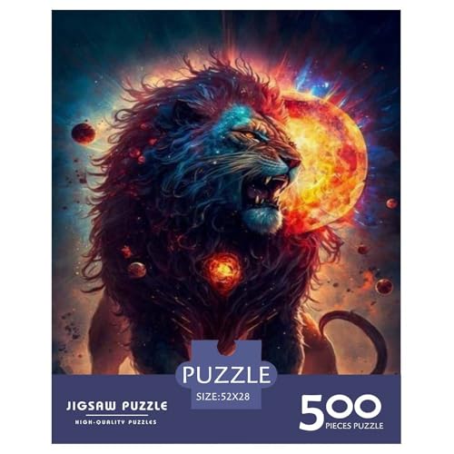 Puzzle für Erwachsene, 500 Teile, Tierkunst, Löwe, Holzpuzzles für Erwachsene, nachhaltige Puzzlespiele, 500 Stück (52 x 38 cm) von LMYmoney