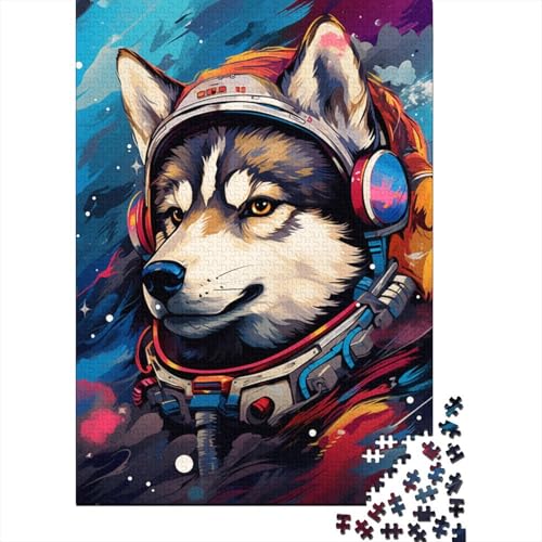 Puzzle für Erwachsene, Astronaut Husky, 500-teiliges Puzzle, Holzpuzzle für Erwachsene und Lernpuzzle, Familienspiel, 500 Teile (52 x 38 cm) von LMYmoney