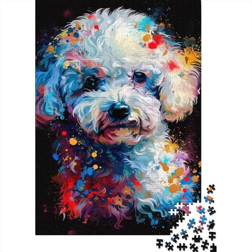 Puzzle für Erwachsene, Bichon Frise-Hund, Kunst, Holzpuzzle für Teenager, Geschenke, Heimdekoration, Puzzlespielzeug, 300 Teile (40 x 28 cm) von LMYmoney