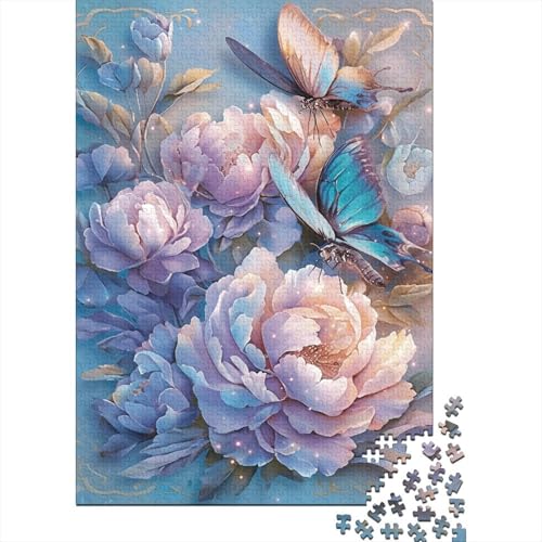 Puzzle für Erwachsene, Blumen- und Schmetterlings-Puzzle, Holzpuzzle für Teenager, Geschenke, Heimdekoration, Puzzlespielzeug, 1000 Teile (75 x 50 cm) von LMYmoney