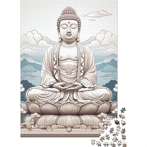 Puzzle für Erwachsene, Buddha-Statue, Holzpuzzle für Kinder, Lernspiel, Herausforderungsspielzeug, 1000 Teile (75 x 50 cm) von LMYmoney