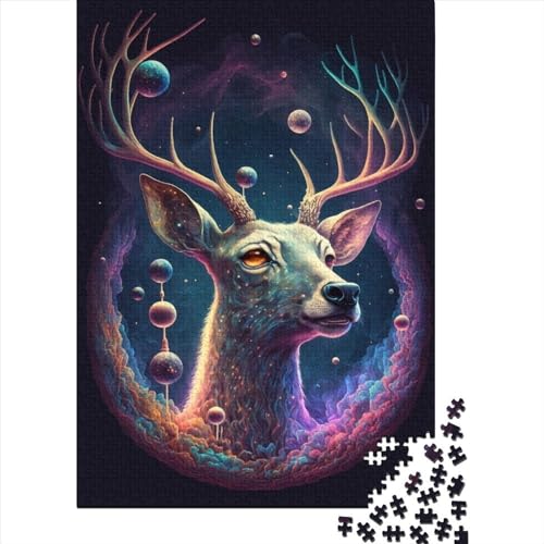 Puzzle für Erwachsene, Cosmic Trippy Deer2, 300-teiliges Puzzle, Holzpuzzle für Erwachsene und Lernpuzzle, Familienspiel, 300 Teile (40 x 28 cm) von LMYmoney