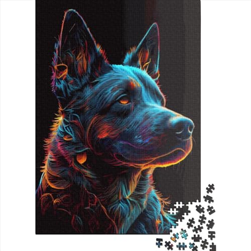 Puzzle für Erwachsene, Hund, Neon-Tier, Holzpuzzle für Kinder, Lernspiel, Herausforderungsspielzeug, 1000 Teile (75 x 50 cm) von LMYmoney