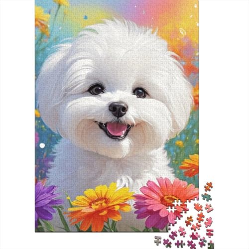 Puzzle für Erwachsene, Kunst, Blumen, Hunde, 1000-teiliges Holzpuzzle für Kinder ab 18 Jahren, Lernspielzeug, 1000 Teile (75 x 50 cm) von LMYmoney