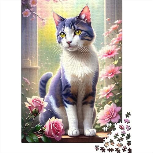 Puzzle für Erwachsene, Kunst, Tier, Katze, 1000-teiliges Holzpuzzle für Erwachsene und ab 18 Jahren, Spielzeug, Wanddekoration, 1000 Teile (75 x 50 cm) von LMYmoney