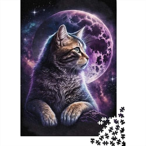 Puzzle für Erwachsene, Kunst, Tier, Katze, 1000-teiliges Holzpuzzle für Kinder ab 18 Jahren, Lernspielzeug, 1000 Teile (75 x 50 cm) von LMYmoney