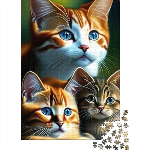 Puzzle für Erwachsene, Kunst, Tier, Katze, 1000-teiliges Holzpuzzle für Kinder und ab 18 Jahren, Spielzeug, Wanddekoration, 1000 Teile (75 x 50 cm) von LMYmoney