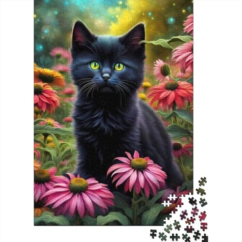 Puzzle für Erwachsene, Kunst, Tier, Katze, 1000-teiliges Holzpuzzle für Kinder und ab 18 Jahren, Spielzeug, Wanddekoration, 1000 Teile (75 x 50 cm) von LMYmoney