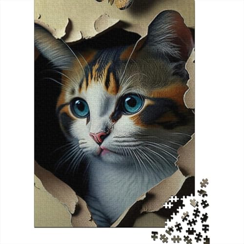 Puzzle für Erwachsene, Kunst, Tier, Katze, 1000-teiliges Puzzle für Erwachsene, Holzpuzzle für Erwachsene und Lernen, pädagogisches Puzzle, 1000 Teile (75 x 50 cm) von LMYmoney