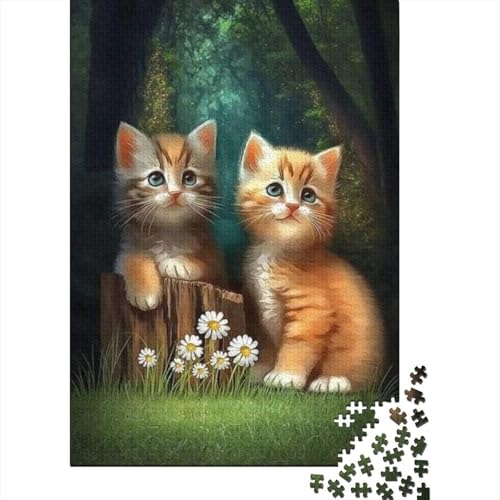 Puzzle für Erwachsene, Kunst, Tier, Katze, 500-teiliges Holzpuzzle für Erwachsene und Lernpuzzle, Familienspiel, 500 Teile (52 x 38 cm) von LMYmoney