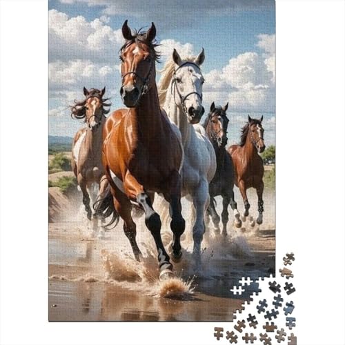 Puzzle für Erwachsene, Kunst, Tier, Pferd, 1000-teiliges Holzpuzzle für Kinder ab 18 Jahren, anspruchsvolles Spielpuzzle, 1000 Teile (75 x 50 cm) von LMYmoney