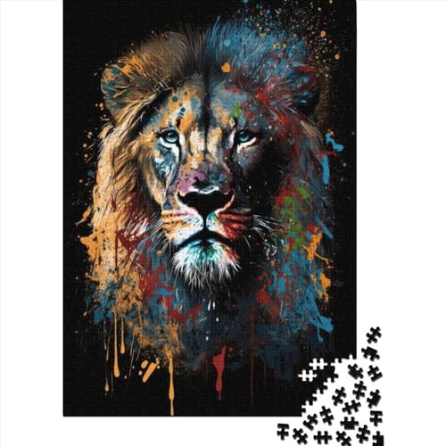 Puzzle für Erwachsene, Paintsplash-Löwe, 1000 Teile, für Kinder, Holzpuzzle, geeignet für Kinder ab 18 Jahren, tolle Kinder, 1000 Teile (75 x 50 cm) von LMYmoney