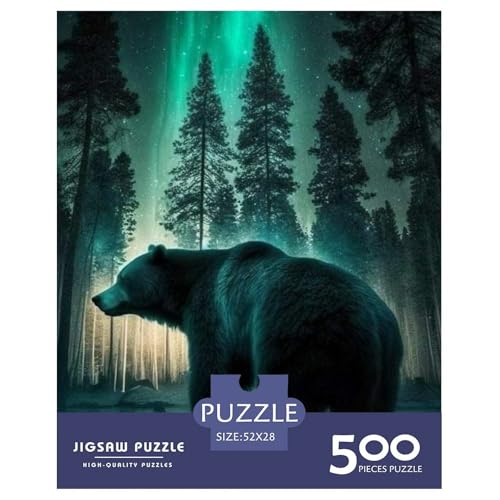 Puzzle für Erwachsene, Tierkunst, Eisbär, Holzpuzzle für Teenager, Geschenke, Heimdekoration, Puzzlespielzeug, 500 Teile (52 x 38 cm) von LMYmoney