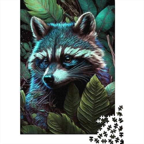 Puzzle für Erwachsene, Tierkunst, Waschbär, 1000-teiliges Holzpuzzle für Kinder und ab 18 Jahren, Spielzeug-Wanddekoration, 1000 Teile (75 x 50 cm) von LMYmoney