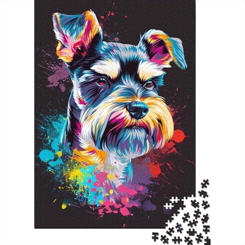 Puzzle für Erwachsene, Zwergschnauzer DJ Neon, Holzpuzzle für Teenager, Geschenke, Heimdekoration, Puzzlespielzeug, 500 Teile (52 x 38 cm) von LMYmoney