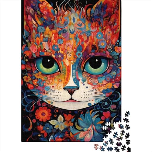 Puzzle für Erwachsene, buntes Tier-Katzen-Puzzle für Kinder, Lernspiel, Herausforderungsspielzeug, 300 Teile (40 x 28 cm) von LMYmoney