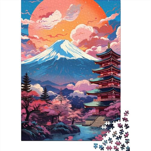 Puzzle für Erwachsene, farbenfrohe Kunst, Japan, Berg Fuji, 1000-teiliges Holzpuzzle für Kinder ab 18 Jahren, anspruchsvolles Spielpuzzle, 1000 Teile (75 x 50 cm) von LMYmoney