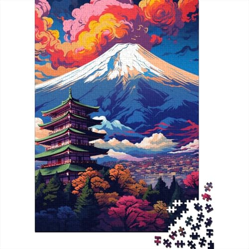 Puzzle für Erwachsene, farbenfrohe Kunst, Japan, Berg Fuji, 300-teiliges Holzpuzzle für Kinder ab 18 Jahren, anspruchsvolles Spielpuzzle, 300 Teile (40 x 28 cm) von LMYmoney