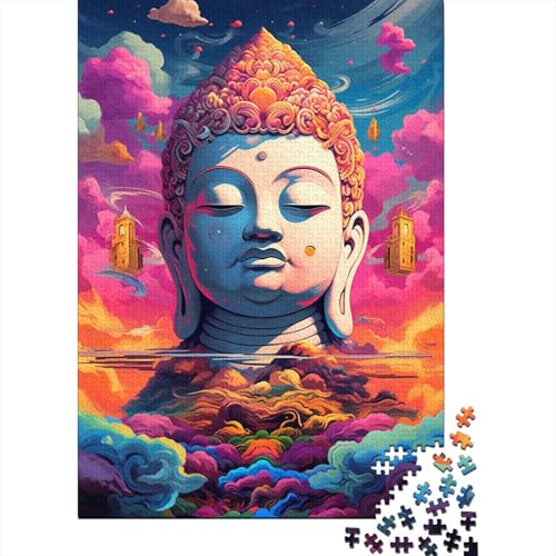 Puzzle für Erwachsene, farbenfrohe künstlerische Buddha-Statue, 1000-teiliges Holzpuzzle für Kinder und Heimdekoration, Puzzle-Spielzeug, 1000 Teile (75 x 50 cm) von LMYmoney