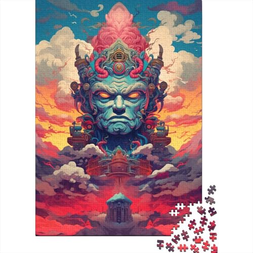 Puzzle für Erwachsene, farbenfrohe künstlerische Buddha-Statue, 1000-teiliges Holzpuzzle für Kinder und Heimdekoration, Puzzle-Spielzeug, 1000 Teile (75 x 50 cm) von LMYmoney