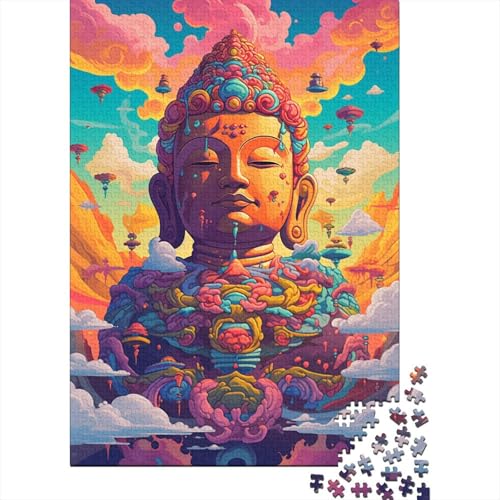 Puzzle für Erwachsene, farbenfrohe künstlerische Buddha-Statue, 1000-teiliges Holzpuzzle für Kinder und Heimdekoration, Puzzle-Spielzeug, 1000 Teile (75 x 50 cm) von LMYmoney