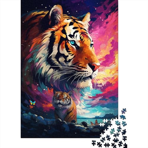 Puzzle für Erwachsene, farbenfroher Kunsttiger, 500-teiliges Puzzle, Holzpuzzle, geeignet für Erwachsene und über 18 Jahre, Heimdekorationspuzzle, 500 Teile (52 x 38 cm) von LMYmoney