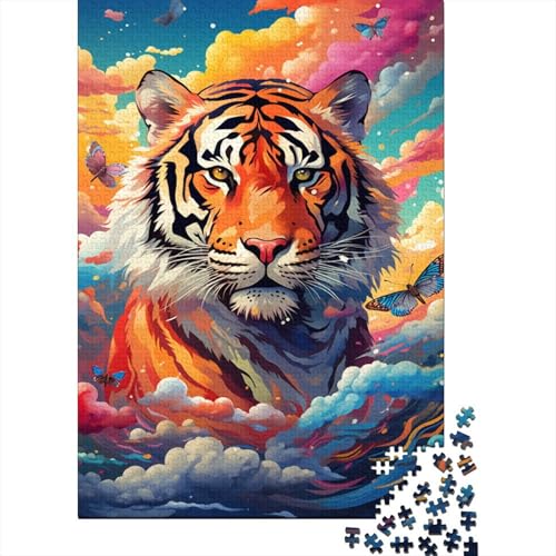 Puzzle für Erwachsene, farbenfroher Tiger, 1000-teiliges Holzpuzzle, ab 18 Jahren, tolles Kinder, 1000 Teile (75 x 50 cm) von LMYmoney