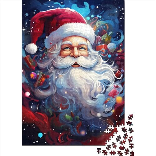 Puzzle für Erwachsene, farbenfrohes, künstlerisches Weihnachtsmann-Puzzle, 1000 Teile, Holzpuzzle, geeignet für Erwachsene und über 18 Jahre, Heimdekorations-Puzzle, 1000 Teile (75 x 50 cm) von LMYmoney