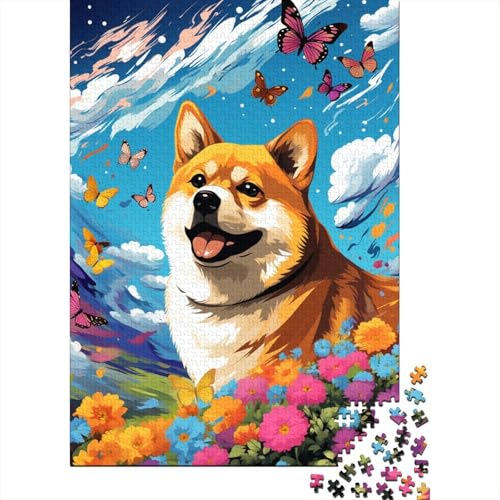 Puzzle für Erwachsene, farbenfrohes Corgi-Kunstpuzzle, 1000 Teile, Holzpuzzle für Kinder ab 18 Jahren, Spielzeug-Wanddekoration, 1000 Teile (75 x 50 cm) von LMYmoney