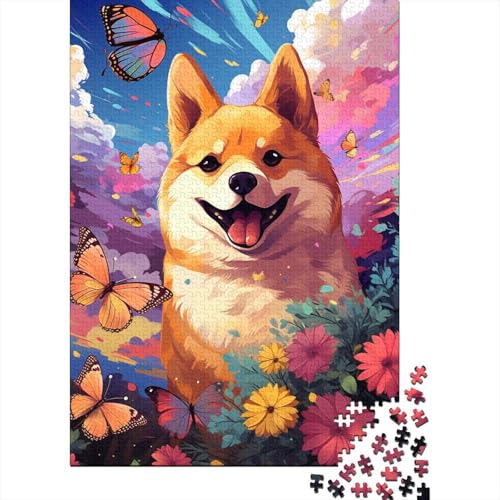 Puzzle für Erwachsene, farbenfrohes Corgi-Kunstpuzzle, 500 Teile, Holzpuzzle, ab 18 Jahren, tolles Kinder, 500 Teile (52 x 38 cm) von LMYmoney