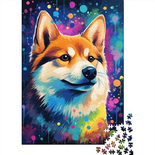 Puzzle für Erwachsene, farbenfrohes Corgi-Kunstpuzzle, 500 Teile, Holzpuzzle für Erwachsene ab 18 Jahren, Lernspielzeug, 500 Teile (52 x 38 cm) von LMYmoney