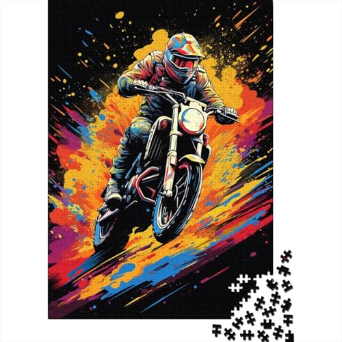 Puzzle für Erwachsene, farbenfrohes Kunst-Bergmotorrad, 1000-teiliges Holzpuzzle für Kinder und Heimdekoration, Puzzle-Spielzeug, 1000 Teile (75 x 50 cm) von LMYmoney