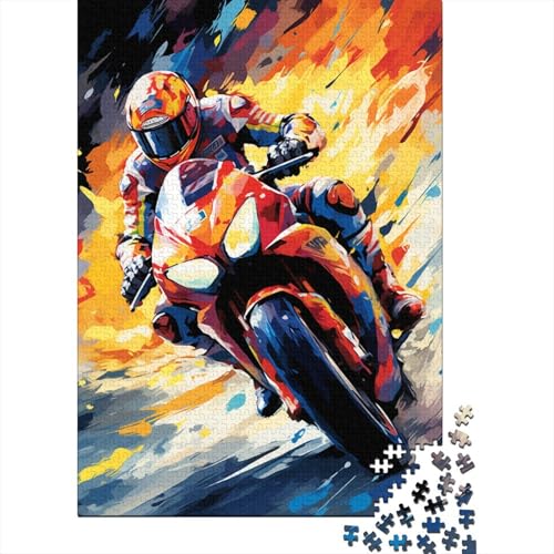 Puzzle für Erwachsene, farbenfrohes Kunst-Bergmotorrad, 1000-teiliges Holzpuzzle für Kinder und Heimdekoration, Puzzle-Spielzeug, 1000 Teile (75 x 50 cm) von LMYmoney