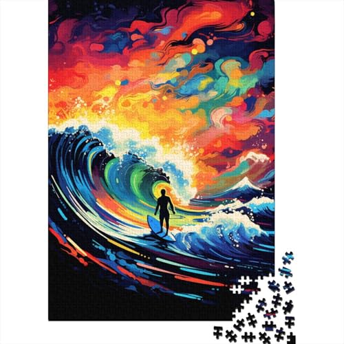 Puzzle für Erwachsene, farbenfrohes Kunst-Surfen, 1000-teiliges Puzzle, Holzpuzzle für Erwachsene und ab 18 Jahren, tolle Geschenke zu Weihnachten, 1000 Teile (75 x 50 cm) von LMYmoney