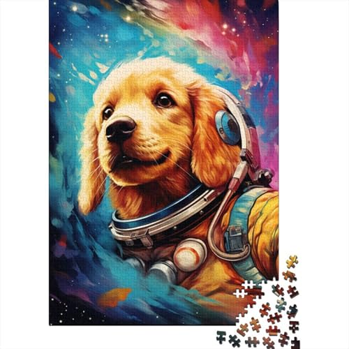 Puzzle für Erwachsene, künstlerischer Astronaut, Golden Retriever, 1000-teiliges Holzpuzzle, ab 18 Jahren, gutes Kinder, 1000 Teile (75 x 50 cm) von LMYmoney