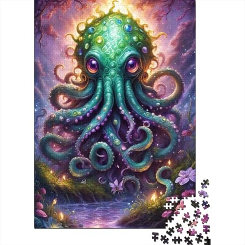 Puzzle für Erwachsene, künstlerischer Oktopus, 1000-teiliges Holzpuzzle für Erwachsene und ab 18 Jahren, Spielzeug-Wanddekoration, 1000 Teile (75 x 50 cm) von LMYmoney