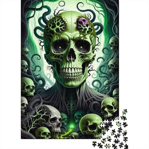 Puzzle für Erwachsene, künstlerischer Totenkopf, 1000-teiliges Holzpuzzle für Erwachsene und ab 18 Jahren, Spielzeug-Wanddekoration, 1000 Teile (75 x 50 cm) von LMYmoney