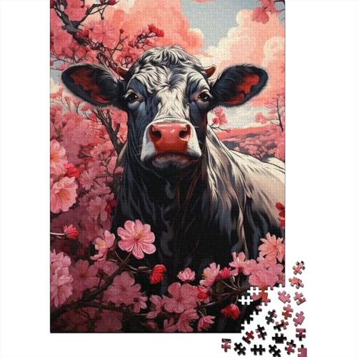 Puzzle für Erwachsene, süßer Stier, 1000-teiliges Holzpuzzle für Kinder ab 18 Jahren, Spielzeug-Wanddekoration, 1000 Teile (75 x 50 cm) von LMYmoney