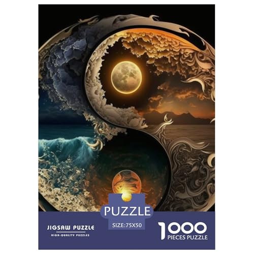 Puzzle für Erwachsene 1000, Yin-Yang-Kunst-Puzzle, Puzzles für Erwachsene, Lernspiel, Herausforderungsspielzeug, 1000 Teile (75 x 50 cm) von LMYmoney