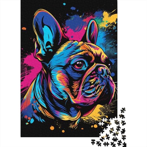 Puzzle für Erwachsene 1000 Teile, Französische Bulldogge, Hundekunst, Holzpuzzles für Kinder, nachhaltige Puzzlespiele, 1000 Stück (75 x 50 cm) von LMYmoney