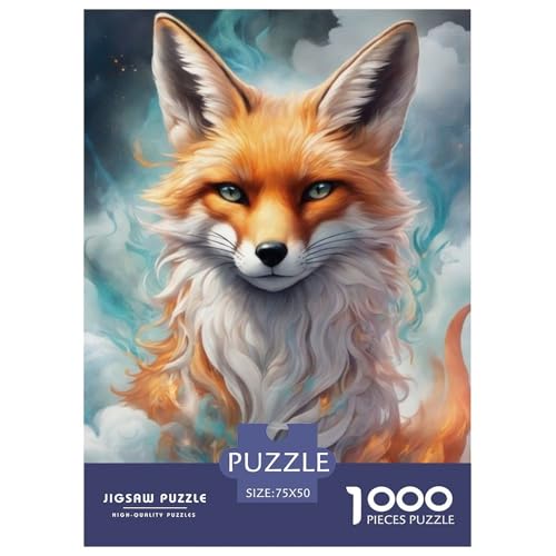 Puzzle für Erwachsene 1000 Teile, Tierkunst, Fuchs, Holzpuzzle für Erwachsene, nachhaltige Puzzlespiele, 1000 Stück (75 x 50 cm) von LMYmoney