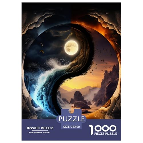 Puzzle für Erwachsene 1000 Teile, Yin-Yang-Kunst, Holzpuzzle für Erwachsene und Teenager, Heimdekoration, Puzzlespielzeug, 1000 Teile (75 x 50 cm) von LMYmoney