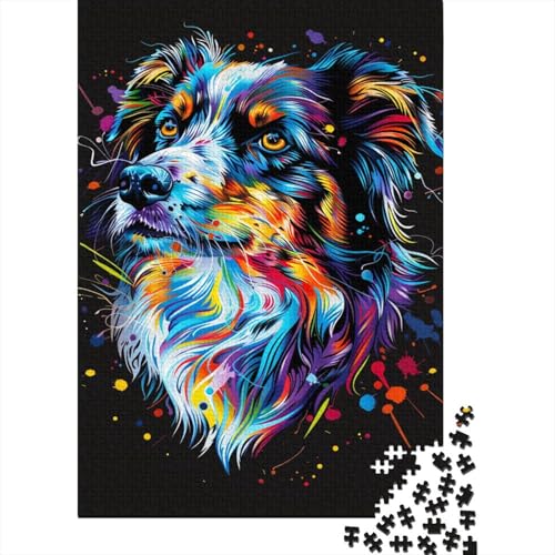 Puzzle für Erwachsene 500 Teile, Miniatur-Amerikanischer Schäferhund, Holzpuzzle für Kinder, nachhaltige Puzzlespiele, 500 Stück (52 x 38 cm) von LMYmoney