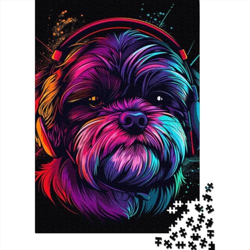 Puzzle für Erwachsene 500 Teile, Shih Tzu, Neon-Holzpuzzle für Kinder, Lernspiel, Herausforderungsspielzeug, 500 Stück (52 x 38 cm) von LMYmoney