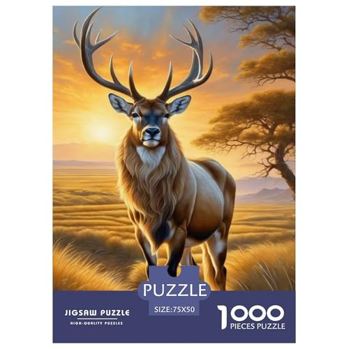 Puzzle für Erwachsene und Jugendliche, Tierkunst, Elch-Puzzles für Erwachsene und Teenager, Familienspiel, 1000 Teile (75 x 50 cm) von LMYmoney